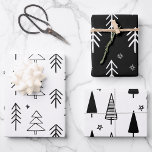 Modern Black & White Christmas Trees Stars  Wrapping Paper Sheet<br><div class="desc">Modern Black & White Christmas Tree Star Pattern Wrapping Paper Sheets. It is a set of 3 gift wrapping sheets with different designs.  For further customisation,  please feel free to contact me at kbasandra@gmail.com.</div>