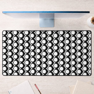 Modern Black White Circle Lattice Pattern Desk Mat