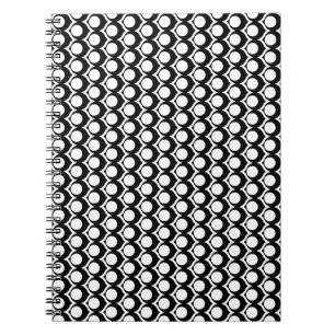 Modern Black White Circle Lattice Pattern Notebook