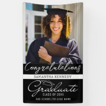 Modern Black & White Class of 2025 Grad Cap Photo