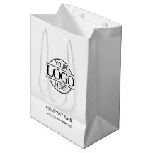 Modern Black White Corporate Company Business Logo Medium Gift Bag
