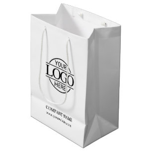 Modern Black White Corporate Company Business Logo Medium Gift Bag