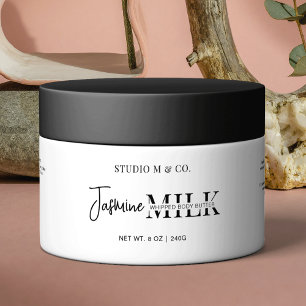 Modern Black White Cosmetic Jar Wrapper Label