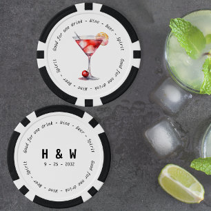 Modern Black White Cosmo Drink Voucher Wedding Poker Chips