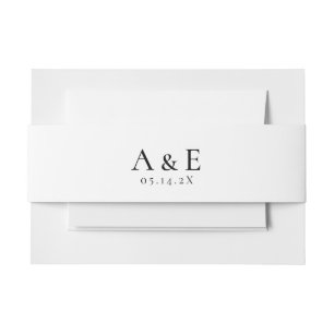 Modern Black & White Couples Monogram Wedding  Invitation Belly Band