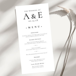 Modern Black & White Couples Monogram Wedding Menu