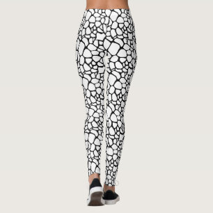 Modern Black & White Crackle Pebble Design Leggings