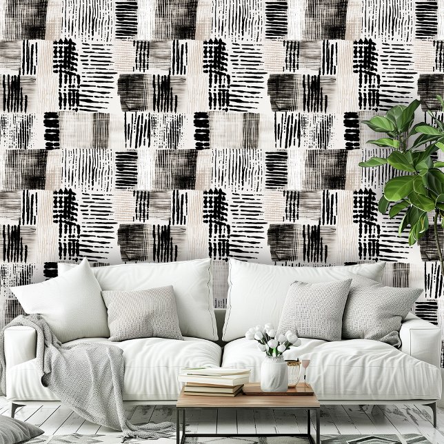 Modern Black White Cross Hatched Pattern Wallpaper (Modern Black White Cross Hatched Pattern Wallpaper)