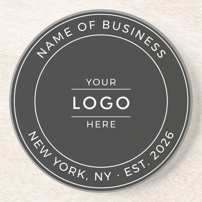 Modern Black White Custom Business Logo Est Year Coaster (Front)