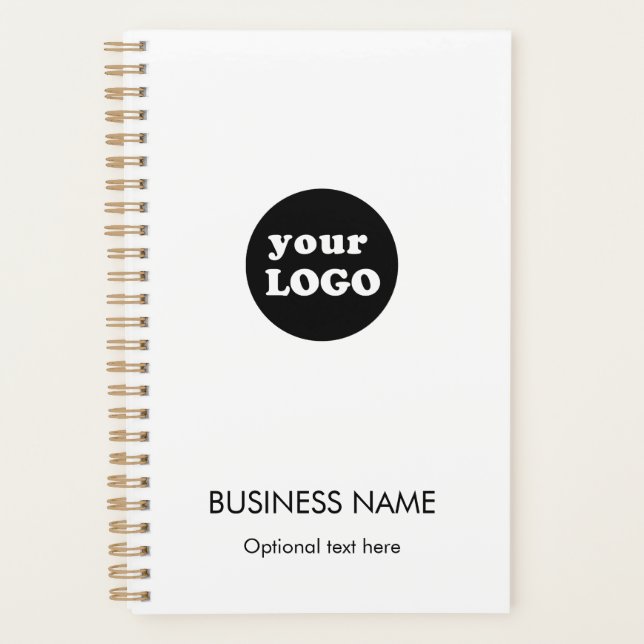 Modern Black White Custom Business Logo  Planner (Front)
