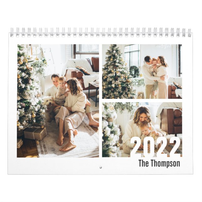 Modern Black White Custom Create your own Photo Calendar (Cover)