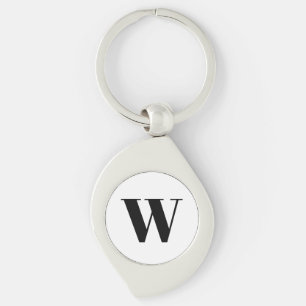 Modern black white custom monogram initial letter key ring