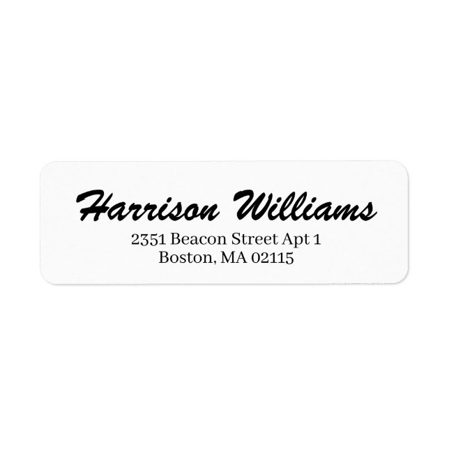 Modern black white custom script return address label (Front)