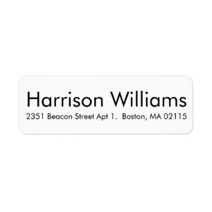 Modern black white custom simple elegant address return address label