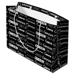 Modern Black White Customized Birthday Large Gift Bag