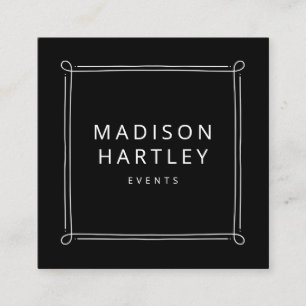 Modern Black & White Decorative Square Frame Square Business Card