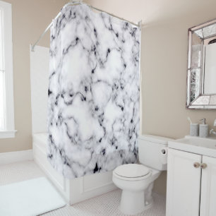Modern Black White Designer Marble Pattern Shower Curtain