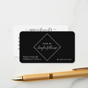 Modern Black & White Diamond Appointment Cards