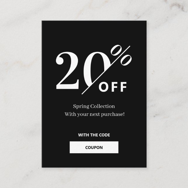 Modern   Black & White Discount Card (Front)