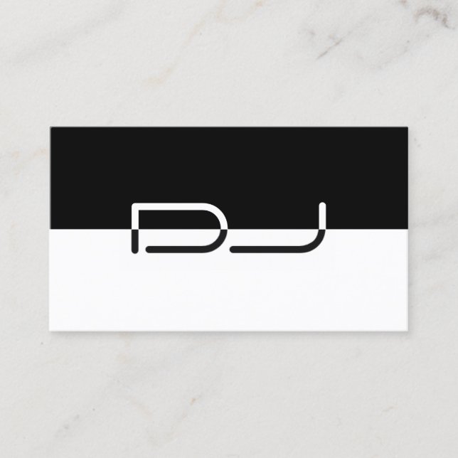 Modern Black & White DJ Business Card (Front)