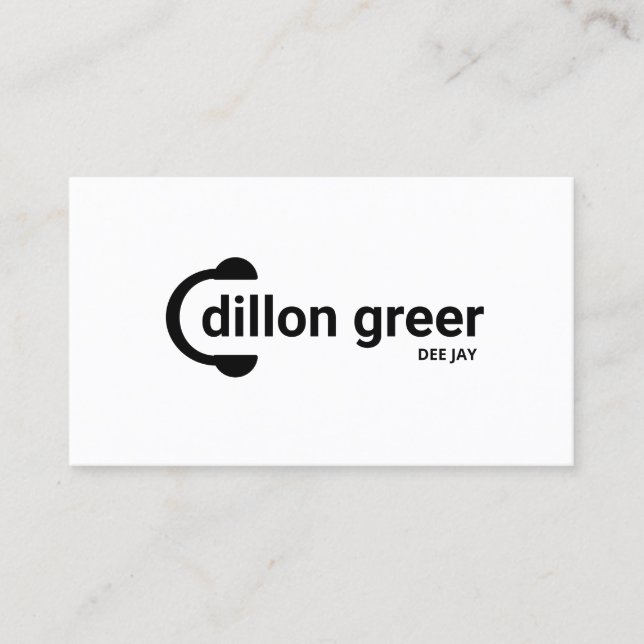 Modern Black White DJ Headphones Music Business Card (Front)