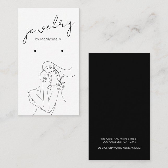Modern Black White Earring Display Card (Front/Back)