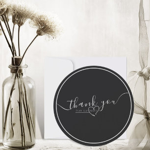Modern Black & White Elegant Calligraphy Wedding  Thank You Card