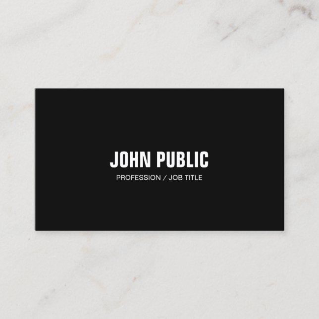 Modern Black White Elegant Clean Chic Professional Business Card (Front)