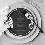 Modern Black White Elegant Floral Damask Wedding  Menu<br><div class="desc">Create a lasting impression with timeless and elegant styling. Classic black and white with floral damask is perfect for the modern bride and groom who want a truly beautiful and memorable wedding. The Modern Black and White Elegant Damask collection has everything you need to plan a stunning black and white...</div>