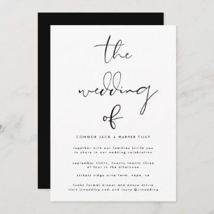 Modern Black & White   Extra Details Info on Back Invitation