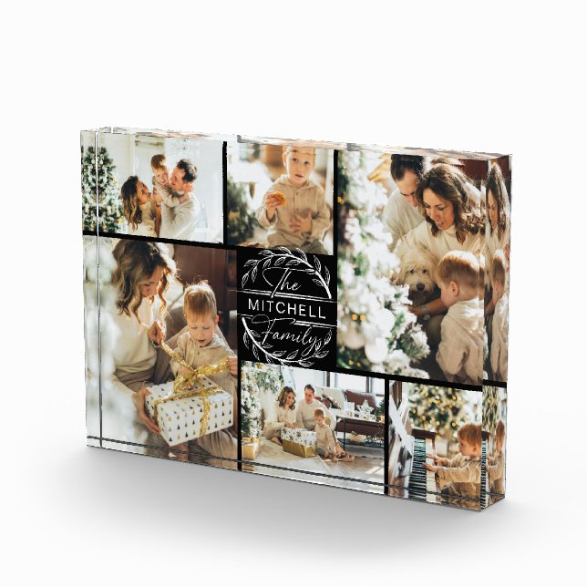 Modern Black & White Family Photo Collage Keepsake (Right)