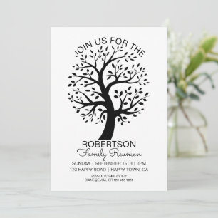 Modern Black & White Family Reunion Family Tree  Invitation