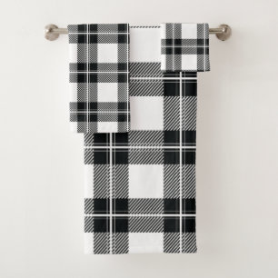 Modern Black & White Farmhouse Flannel Bath Towel Set