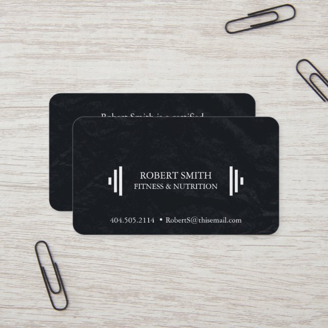 Modern Black & White Fitness Trainer Coach Chic  Business Card (Front/Back In Situ)