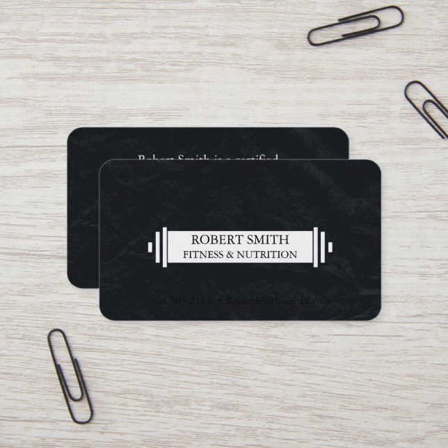 Modern Black & White Fitness Trainer Coach Chic  Business Card (Front/Back In Situ)