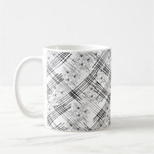 Modern Black & White Floral Geometric Pattern Coffee Mug