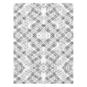 Modern Black & White Floral Geometric Pattern Tablecloth