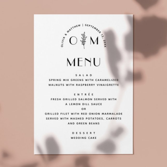 Modern Black & White Floral Wedding | Minimalist Menu (Creator Uploaded)