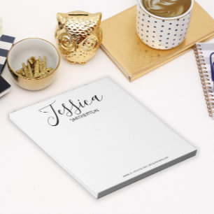 Modern Black White Full Name Trendy Stylish Notepad