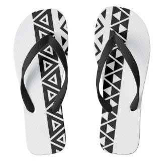 Modern Black & White Geometric Adult Flip Flops