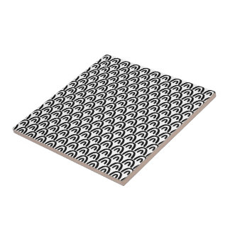 Modern Black White Geometric Arch Pattern Ceramic Tile