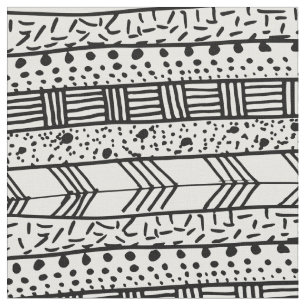 Modern black white geometric brushstrokes fabric