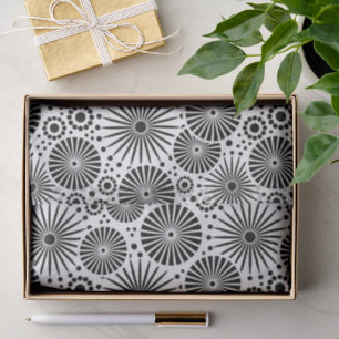 Modern Black White Geometric Flowers Starburst Tissue Paper