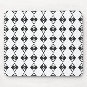 Modern black white geometric harlequin pattern mouse pad