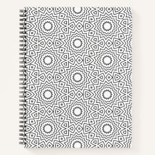 Modern Black & White Geometric Mandala Pattern Notebook