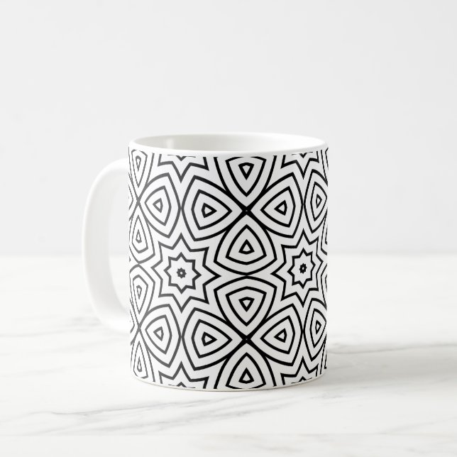 Modern Black & White Geometric Pattern  Coffee Mug (Front Left)