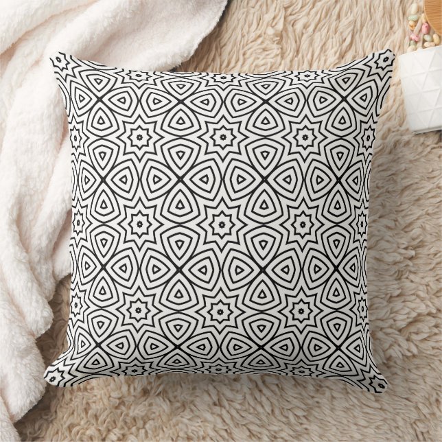Modern Black & White Geometric Pattern  Cushion (Blanket)