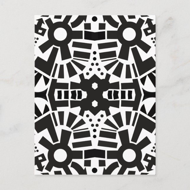 Modern Black & White Geometric Pattern Postcard (Front)