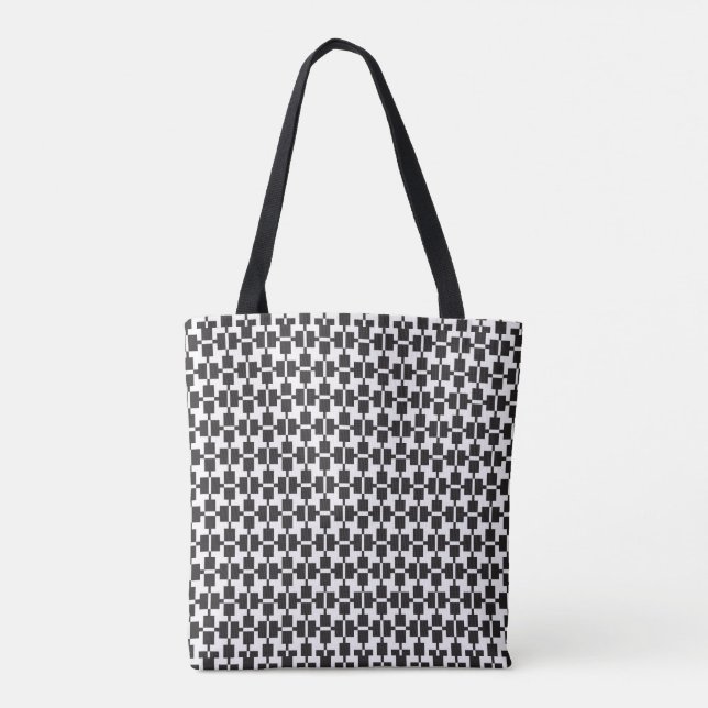 Modern Black & White Geometric Pattern Tote Bag (Back)