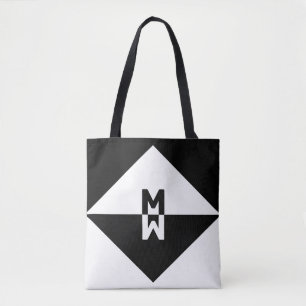 Modern Black & White Geometric Shapes Tote Bag
